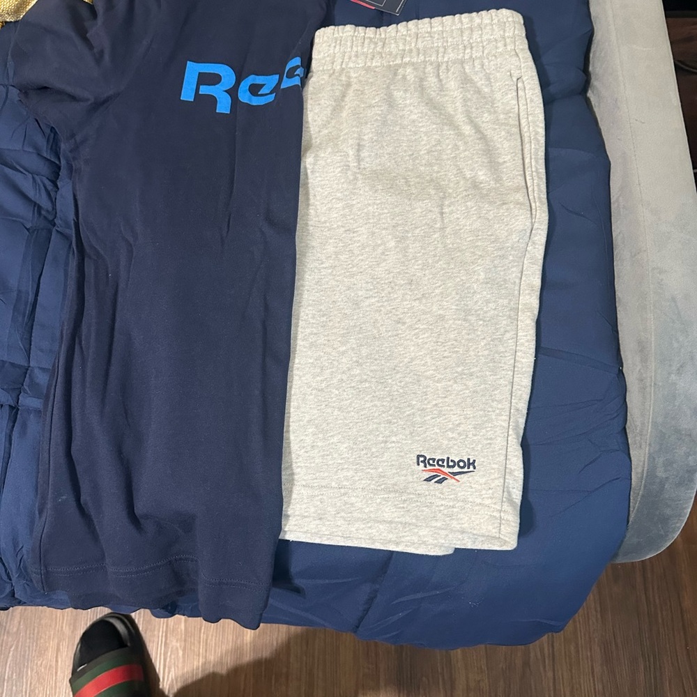 Reebok Light Gray Athletic Shorts and Shirt